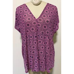 Lane Bryant Semi Sheer Coverup NWT Purple Floral Butterfly Sleeves Size 18/20